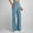 01 Light Blue, variant on YueHuiYing Women's Athletic Casual Solid-Color Fashion Elastic Waistband Side-Pocket Skinny Pants with Side Slits