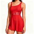 thumbnail image 6 of MecTo Women's Swimsuit 2 Piece Swim Suit High-Waisted Tummy Control Bathing Suit Tie Knot Skirt Top with Triangle Bottom Tankini Sets Red S, 6 of 8