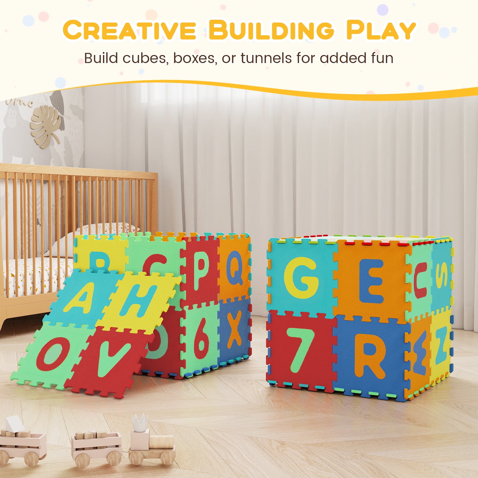 Gymax 36-Piece Kids Puzzle Play Mat w/ Alphabet & Numbers 36 Sq FT Total Coverage