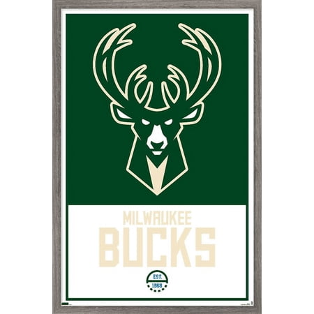 NBA Milwaukee Bucks – Logo 21 Wall Poster 22.375 x 34 Framed