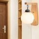 thumbnail image 3 of Nordic Modern Wall Lamp with Milky Glass Shade, E27 Socket, Wall Light Fixture with Wooden Shelf Bracket, Wall Sconces for Living Room, Dining Room, P, 3 of 5