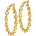 thumbnail image 2 of Sterling Silver Gold Flash Plated Patterned Twisted 4X35mm Hoop Earrings (31 X 35) Made In India qe6663, 2 of 5
