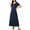 Navy Blue, variant on Asklazy Women's Wrap Crew Neck Short Sleeve Maxi Dress With Pockets,US Size,White,L