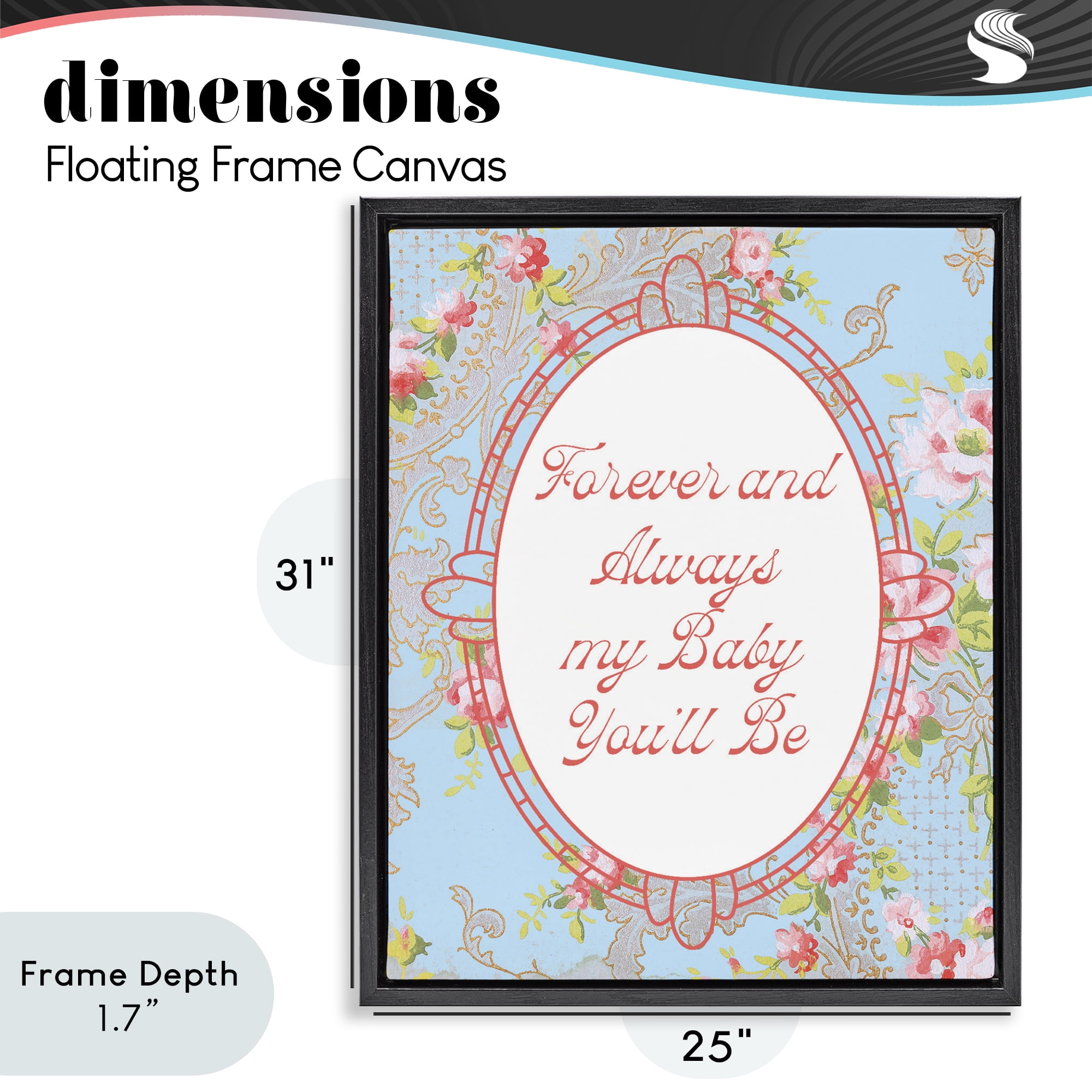 Stupell Industries Forever And Always My Baby Black Framed Floater Canvas Wall Art, design by Lil' Rue
