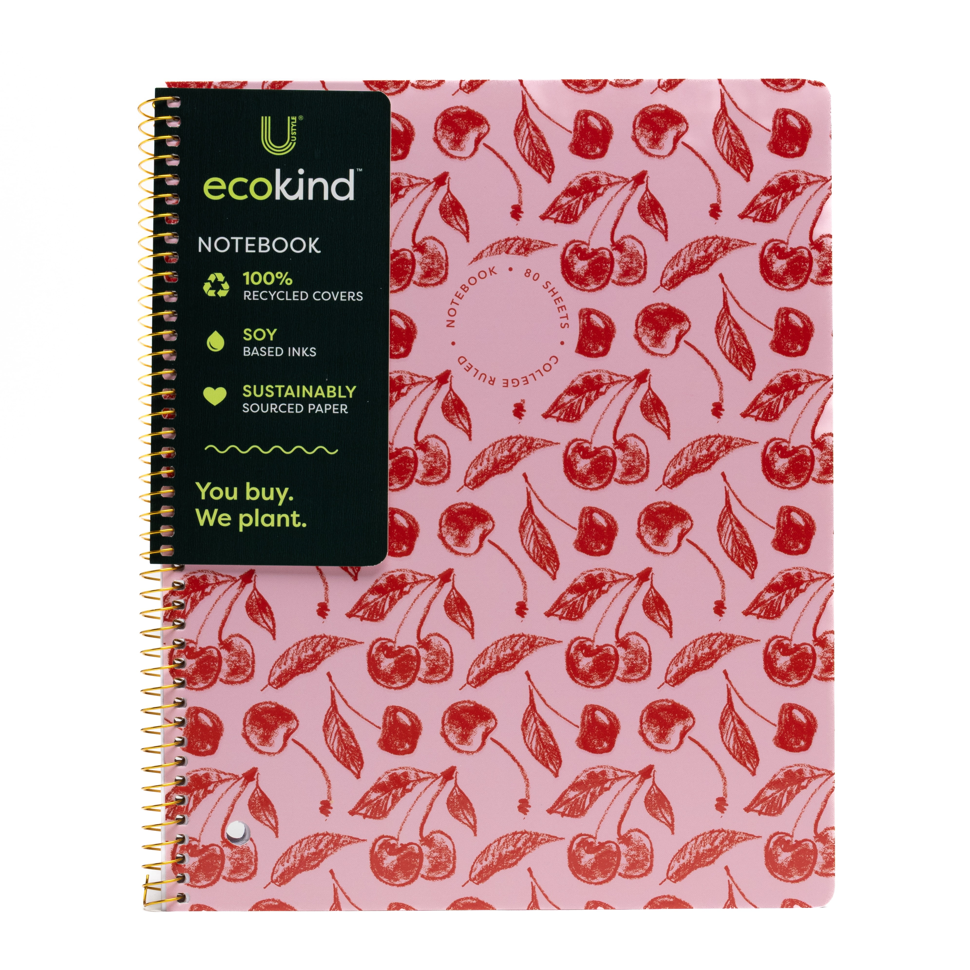 【R&B】Eunique Ecokind by U Style Cherry 1 Subject Notebook, College Rule