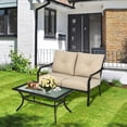 thumbnail image 3 of Gymax 2PCS Outdoor Loveseat Set Cushioned Patio Bench Sofa w/ Coffee Table, 3 of 10