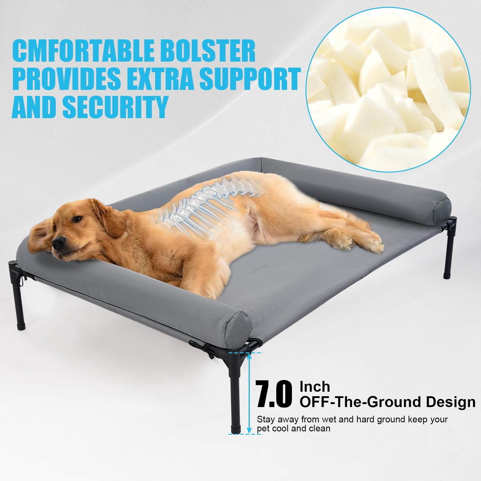 30'' Outdoor Elevated Dog Bed With Pillow  Raised Dogs Four Ice Pack Breathable Beds Small Medium Size Pet Hammock Outside Beds(small)