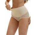 thumbnail image 4 of INSPIRE CHIC Women's High Waisted Body Shaper Shapewear Tummy Control Slimming Panties Butt Lifter Lace Briefs Underwear XL Beige, 4 of 5
