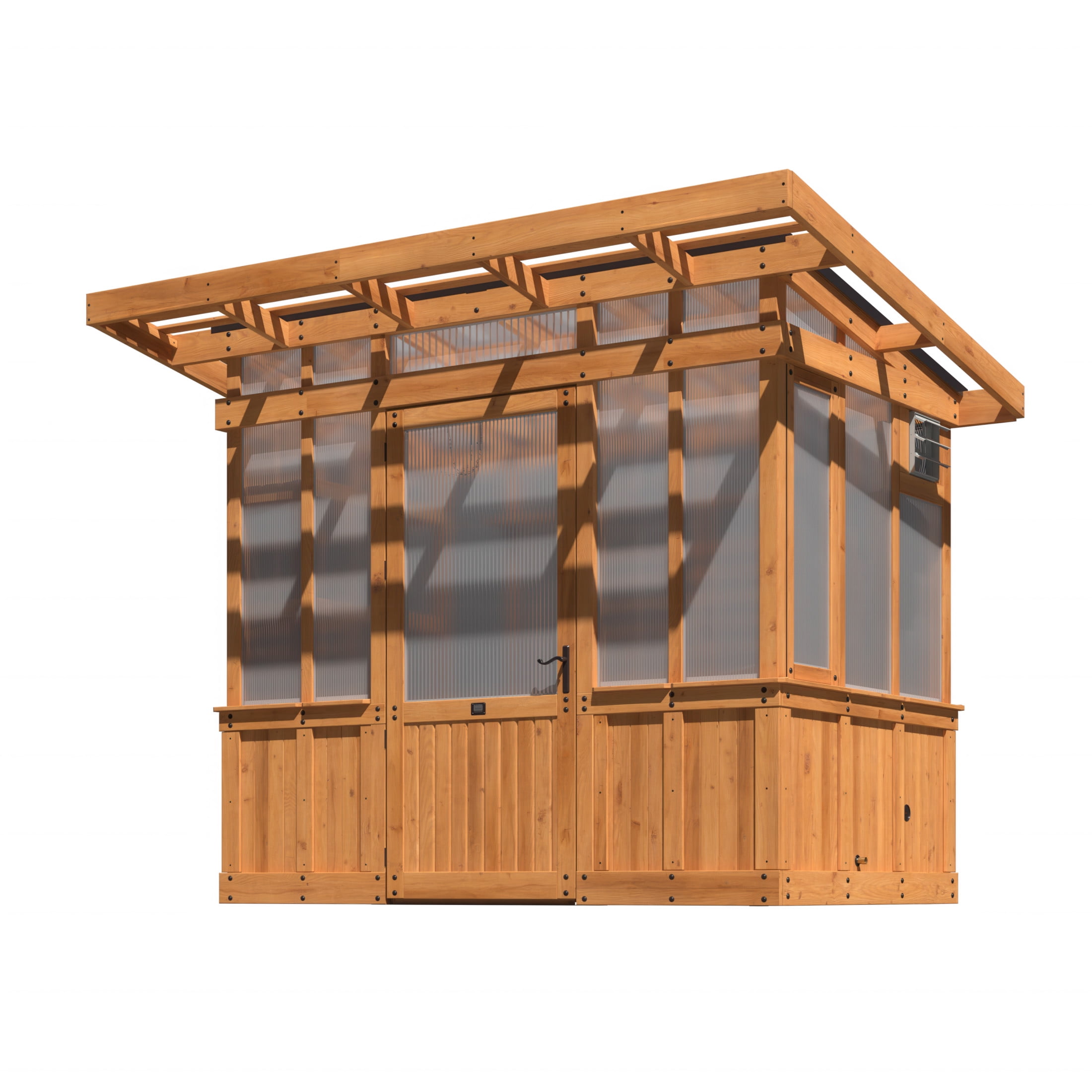 Backyard Discovery Poppy 9'x6' Cedar Wood and Polycarbonate Greenhouse Kit, PowerPort