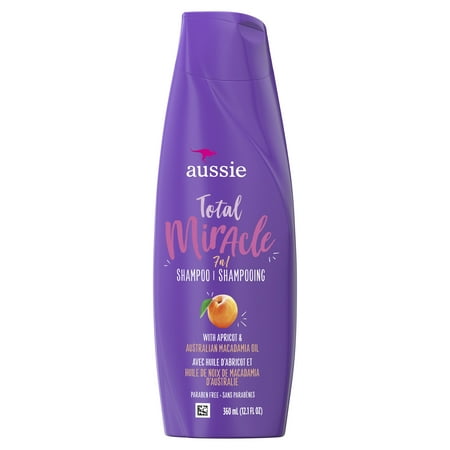 Aussie Paraben-Free Total Miracle Shampoo w/ Apricot & Macadamia For Hair Damage 12.1 fl (Best Shampoo For Damaged Curly Hair)