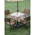 thumbnail image 4 of Outdoor Tablecloth with Umbrella Hole for Patio/Picnic/Party/Camping, Watercolor Flowers Waterproof Table Cloth Square Cover Washable, Spring Hummingbird Butterflly Floral (60"x 60"), 4 of 8