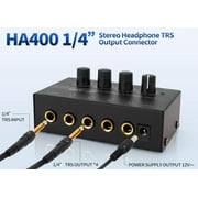 Headphone Amplifier -4 Channel Metal Stereo Audio Amplifier, Mini Earphone Audio Amplifier with 12V 1A Power Adapter, 1/4 TRS Headphones Output and TRS Audio Input for PC Guitar Studio Stage