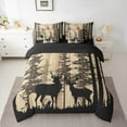 thumbnail image 3 of Manfei Wildlife Deer Elk Twin Bedding Sets 7-Piece for Man, Rustic Farmhouse Wooden Plank Bedding Comforter Set, Brown Animal Reversible Sheet Sets, Luxury Bedroom Decor, 3 of 8