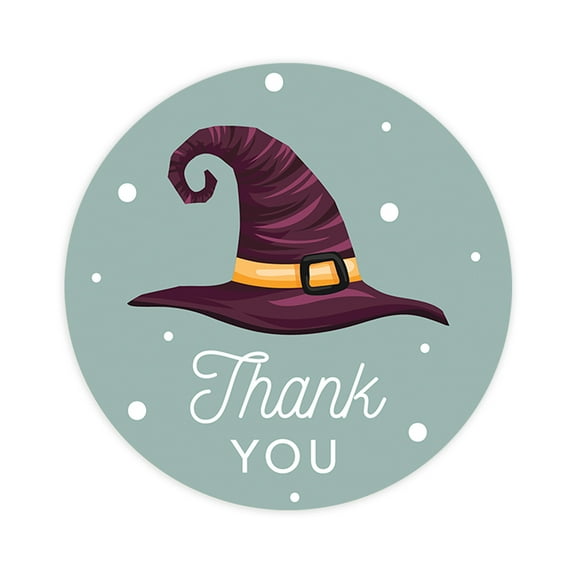 Koyal Wholesale Halloween Thank You Stickers 2 Inch Round 120 Bulk Pk Witch Hat Labels For Halloween Party Favors