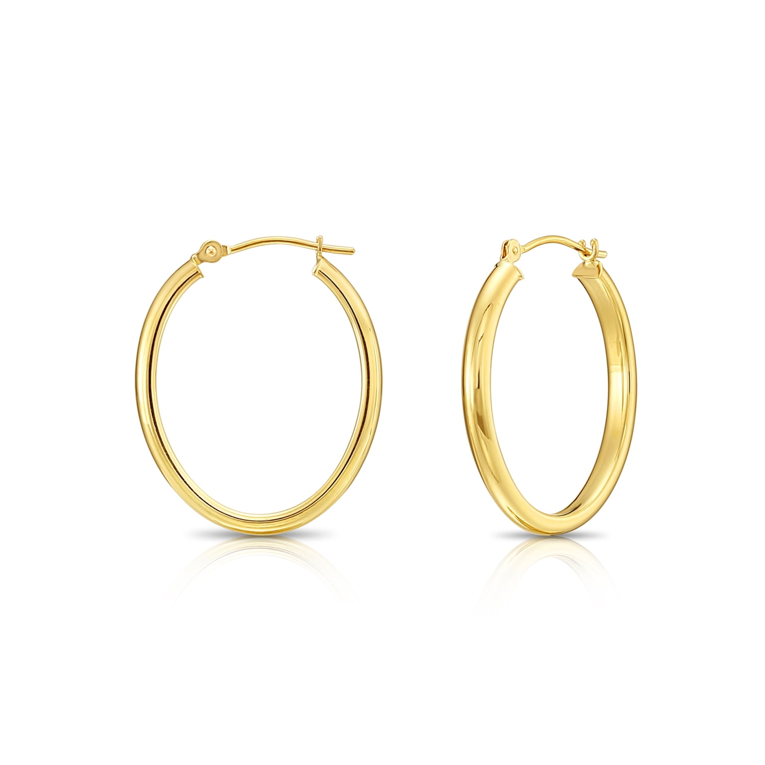 Tilo Jewelry 14K Yellow Gold Large Oval Gold Hoop Earrings (25mm - 1 Inch) for Women & Unisex