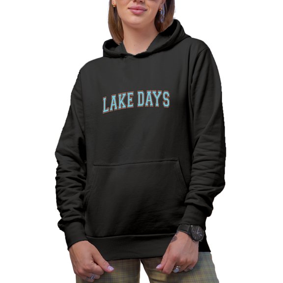Lake Days, Vacation Merch Gift, Black Hooded Sweatshirt or Hoodie, Small
