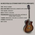 thumbnail image 5 of 40" Solid Spruce Beginner Classical Acoustic Guitar with Rosewood Fretboard & Real Shell Carved Roses for Adults & New Players， Vintage, 5 of 9