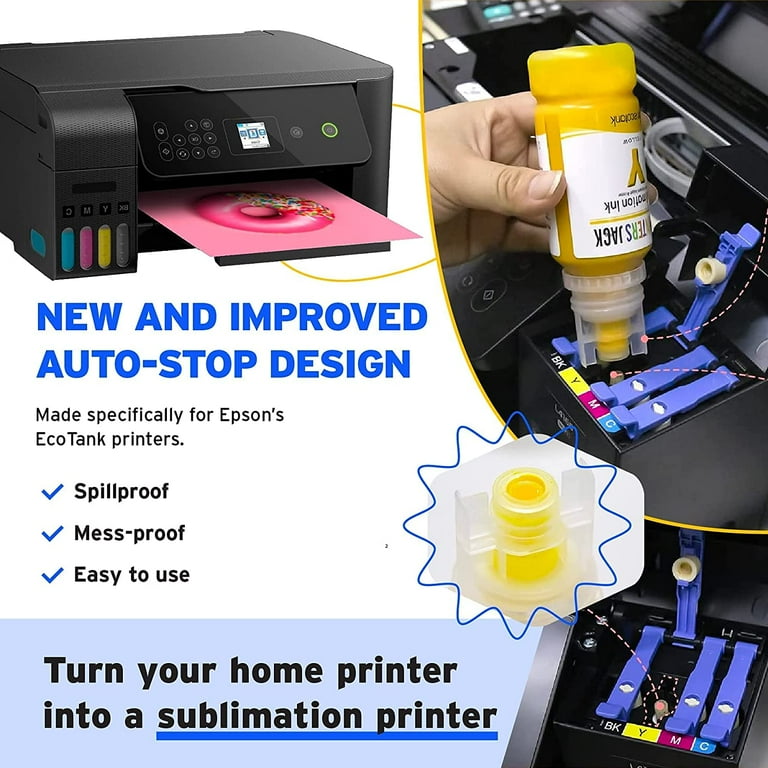 Printers Jack Sublimation Refill for Epson EcoTank Supertank Printers  Multicolor, Wholesale