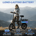 thumbnail image 3 of 500W Foldable Commuter Electric Bike with Basket for Adults,14" Tires, 36V 12Ah Battery, 19.9 mph, 35 Miles Range, Suitable for Commuting, Shopping, or Trip, 3 of 8