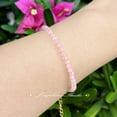 thumbnail image 3 of Rose Quartz 3mm Round Shape Faceted Cut Beads 7 inch Adjustable Gold Plated Clasp Bracelet for men, women, unisex. Link Chain Stacking Bracelet.|LINK_05876, 3 of 6