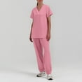 thumbnail image 5 of Medical Scrub Set for Women, Modern V Neck Scrub Top & Jogger Pant with 8 Pockets Professionals Soft Stretch Medical Nursing Uniforms Set (Pink), 5 of 5