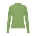 thumbnail image 3 of Womens Knitted Ribbed Fall Clothes, Mock Neck Sweaters for Women Fashion Slimming Fit Solid Color Long Sleeve Pullover Basic Tops, 3 of 6