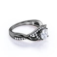 thumbnail image 2 of Elegant 1 Carat - Round Diamond - Pave - Twisted Band - Infinity - Swirl Gothic Engagement Ring - 10K Black Gold, 2 of 4