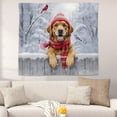 thumbnail image 2 of Playful Chesapeake Bay Retriever Welcomes Winter Snowy Day with Cardinal Bird Tapestry Chessie Dog Lover Wall Hanging Backdrop Home Decor - 2017, 2 of 5