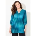 thumbnail image 2 of Catherines Women's Plus Size Petite Dream Drape Zip V-Neck Top, 2 of 5