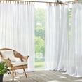 thumbnail image 4 of Elrene Darien Solid Indoor/Outdoor Sheer Velcro Tab Top Window Curtain Panel White 52x95 95 Inches, 4 of 5