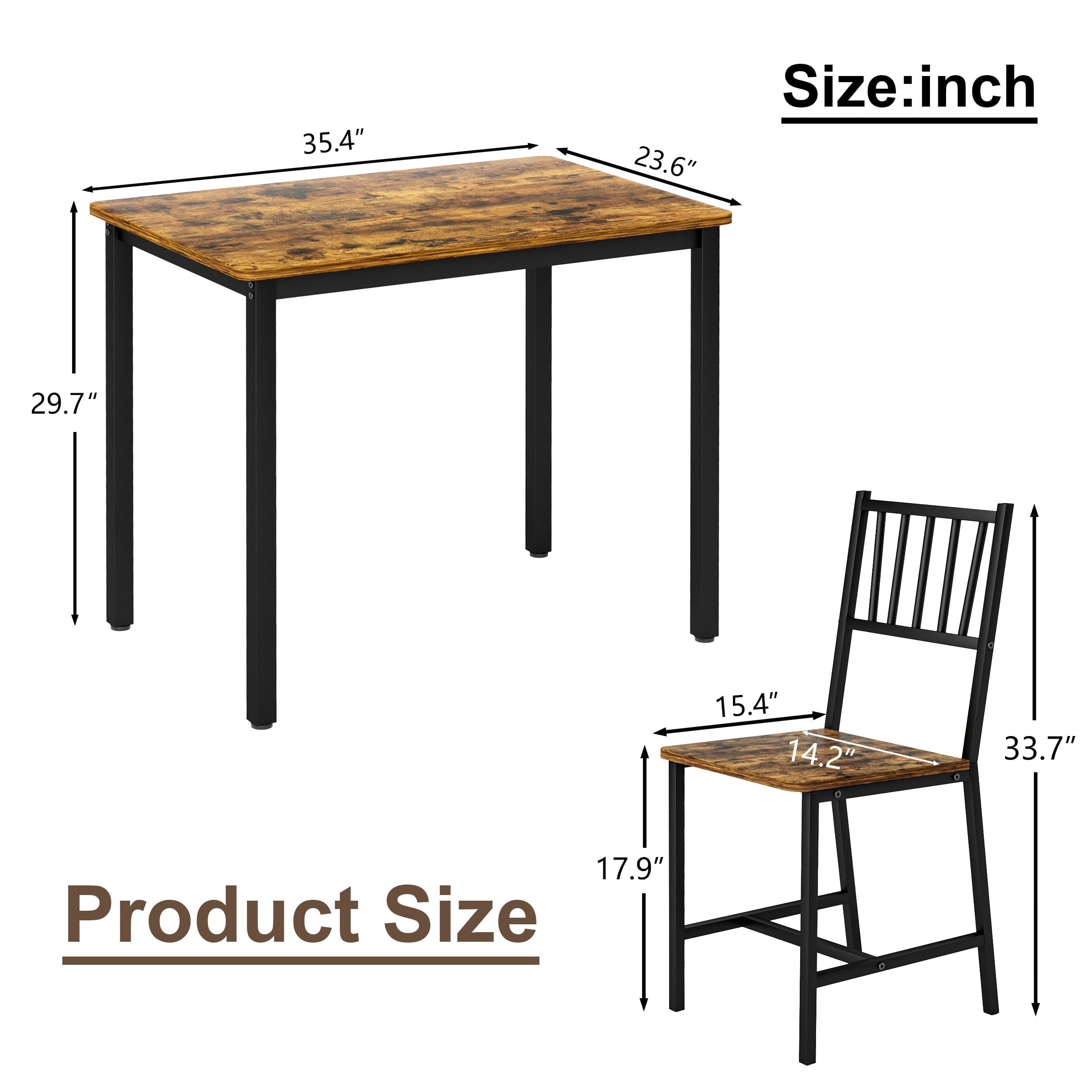 Sailvan 3-Piece Dining Table Set, 35.4″L x23.6″W x29.7″H, Bar Table with 2 Chairs
