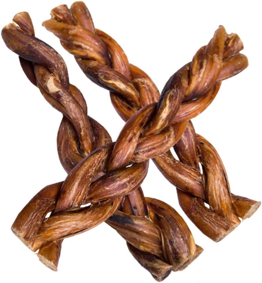 HotSpot Pets All Natural Braided Bully Sticks 6 Inch - 5 Pack - 100% Beef Chew Dog Treat for Large Dogs