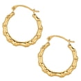 thumbnail image 1 of 10k Yellow Gold Shiny Bamboo Round Hoop Earrings, Diameter 18mm, 1 of 1