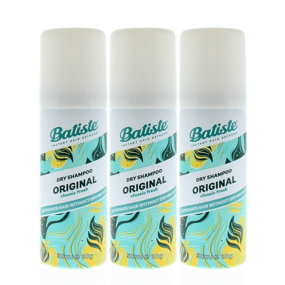 Batiste Dry Shampoo Original Classic Fresh 50ml 3-Pack Waterless Hair Refresh