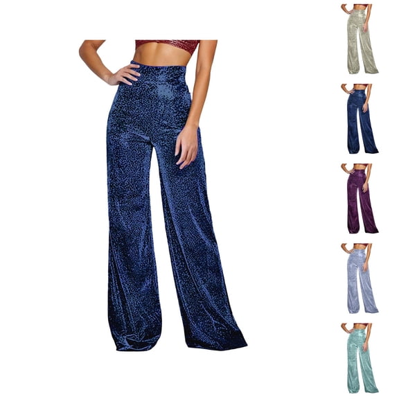 Sequin Pants Women 2026 Trendy High Waisted Wide Leg Loose Flowy Trousers Shimmering Sparkly Pants Clubwear Dancewear