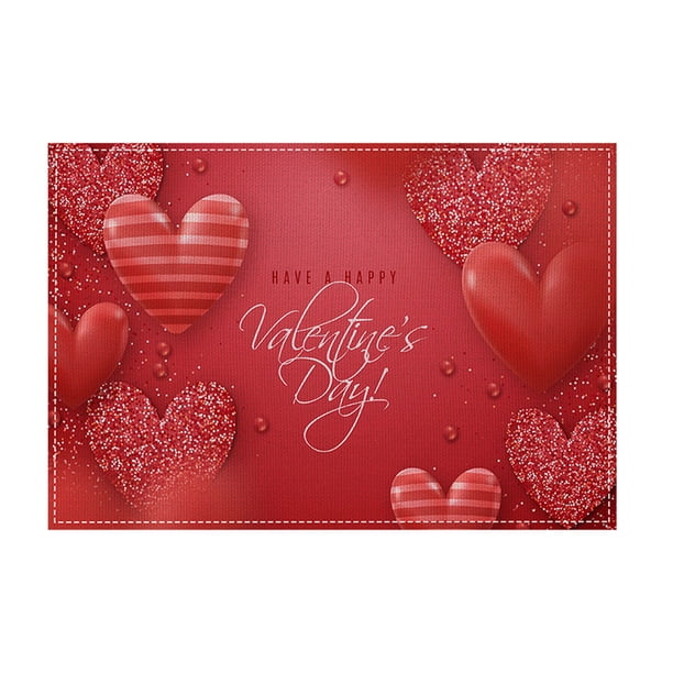 Pisexur Batería de cocina Mantel individual de lino con estampado de San Valentín, para restaurante, con aislamiento, estilo occidental, para cenas a la luz de las ve para la cocina del hogar