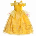 thumbnail image 4 of Bulala Princess Dress for Girls Costume Kids Off Shoulder Layered Toddler Halloween Cosplay Birthday Party Outfit up Yellow 120 cm 5-6 Years, 4 of 11