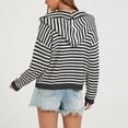 thumbnail image 4 of Gamivast Striped Hoodies for Women Zip up Knit Cardigan Sweaters Long Sleeve Casual Drop Shoulder Fall Outerwear Lightweight Comfy Jackets Black L, 4 of 5