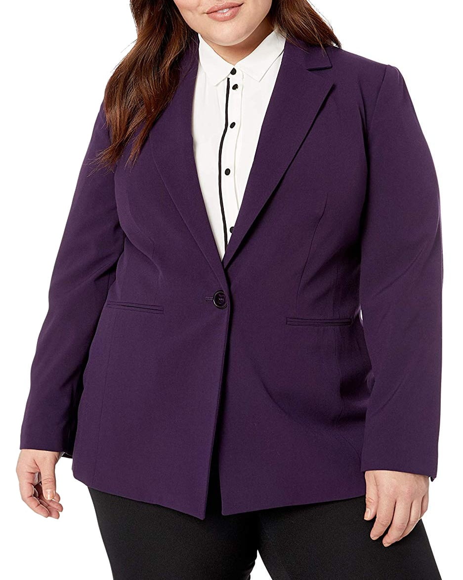 Nine West Womens Blazer Eggplant Plus Notch Lapel 18W
