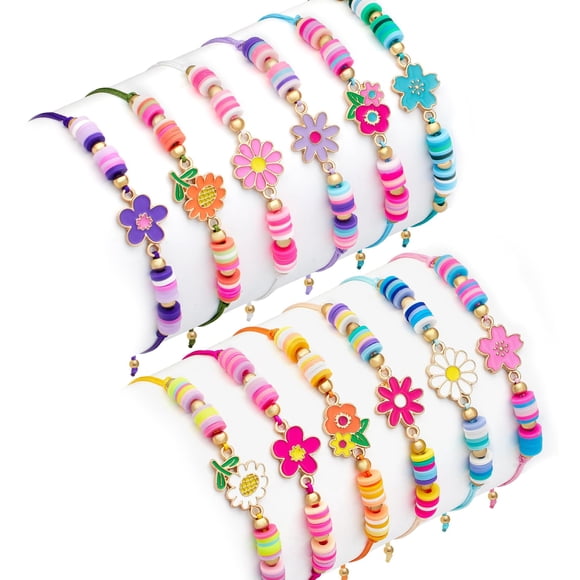 Pulsera KELENO, 12 unidades, con forma de flor ajustables para niños