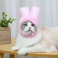 thumbnail image 1 of Gorro con orejas de conejo para gatos, gorro de dibujos animados para perros y gatos, gorros para vestir mascotas, suministros (rosa), 1 of 5