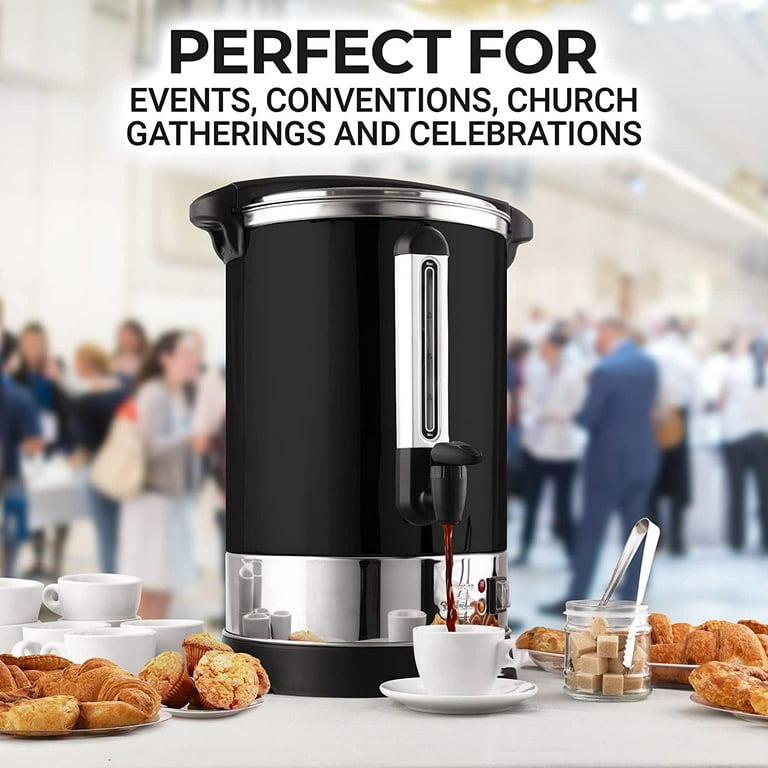 Zulay Kitchen Coffee Urn Stainless Steel 100 Cup Commercial Coffee Dispenser  for Coffee and Tea Black 