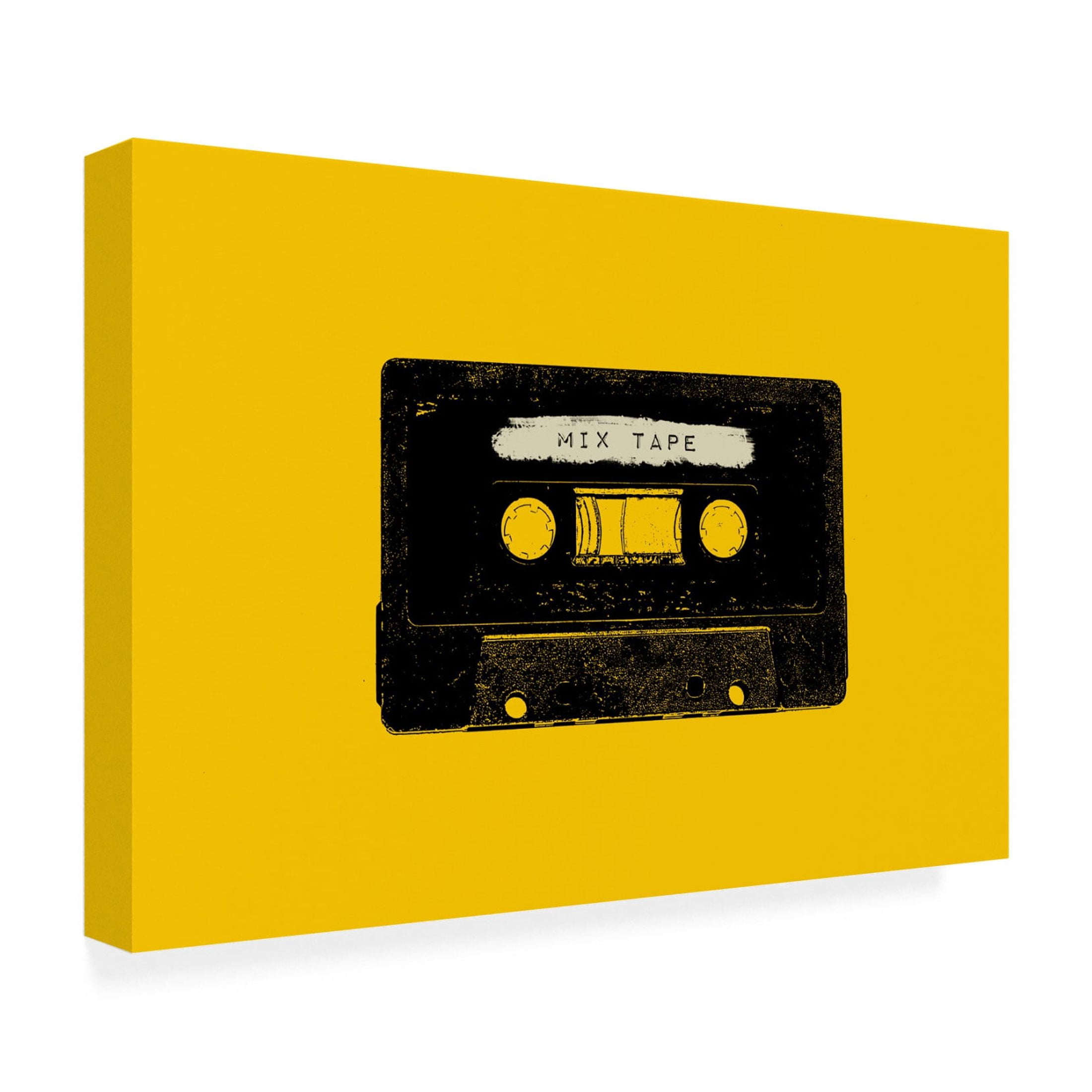 Canvas Wall Art - Tom Quartermaine 'Retro Yellow Cassette Tape' Wall Art for Living Room, Bedroom, or Office Décor by Trademark Fine Art - 47 x 30 Inches