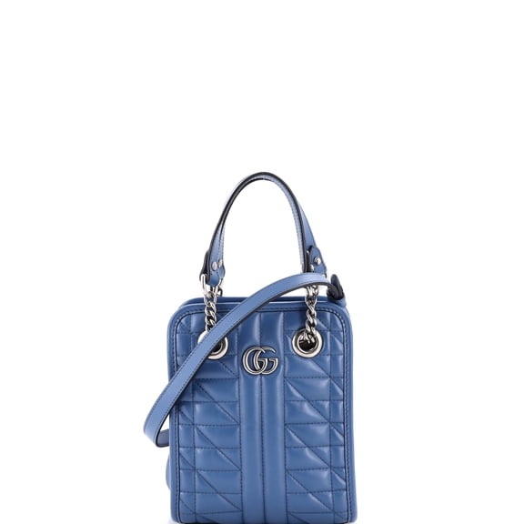 Pre-Owned GG Marmont Handle Crossbody Bag Matelasse Leather Mini By Rebag