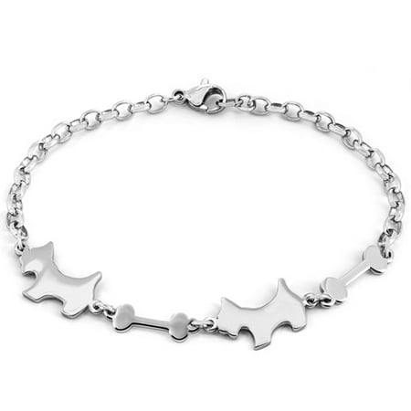 Stainless Steel Laser-Cut Dog and Bone Bracelet
