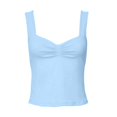 thumbnail image 3 of Aihuaihua Women Backless Going Out Crop Top Y2K Sweetheart Neck Strappy Ruched Sleeveless Tank Top Summer Tight Slim Fit Camisole Cute Tops Blue S, 3 of 6