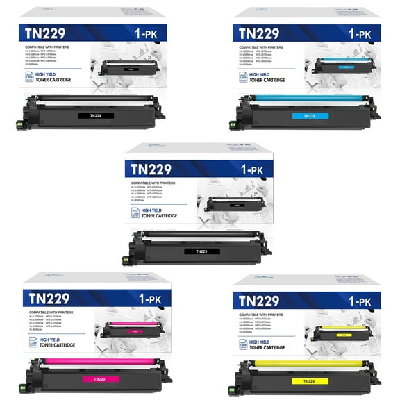 TN229 TN229XL Toner Cartridge Compatible for Brother TN-229 TN-229XL for Brother HL-3280CDW HL-3220CDW MFC-L3780CDW MFC-L3720CDW Printer (5-Pack)
