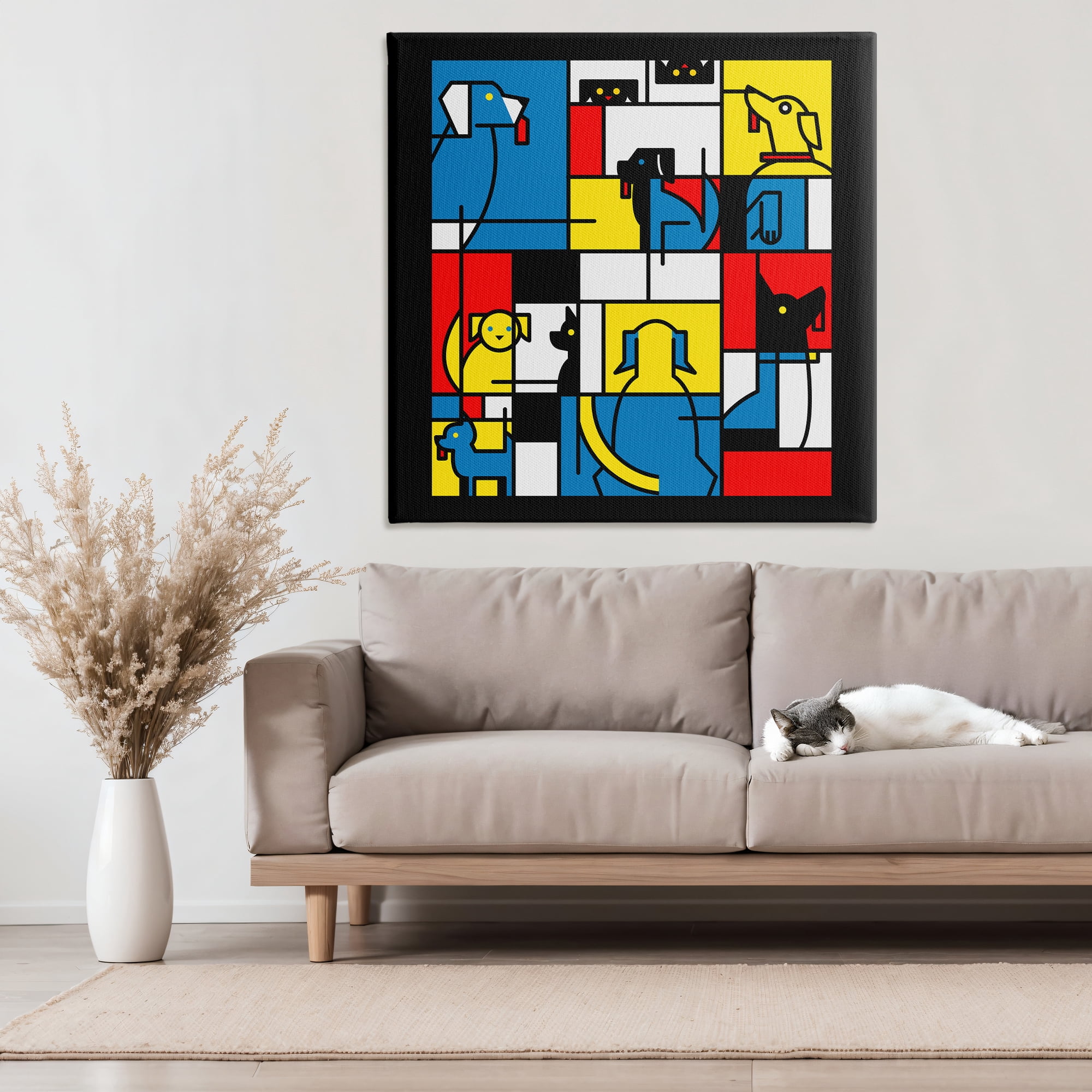 Stupell Industries Color Block Dogs Abstract Canvas Wall Art, design by Tobe Fonseca