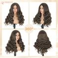 thumbnail image 2 of PHOCAS 22Inch Wavy Wig for Women Non Lace Front Synthetic Glueless Daily Wig Pre Plucked Natural Hairline Heat Resistant Silky Smooth Dark Brown No Bangs, 2 of 9