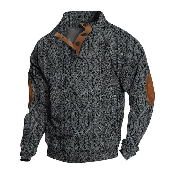 Men's Vintage Plaid Pullover Sweater with Suede Elbow Patches Warm, Stylish, and Comfortable for All Seasons